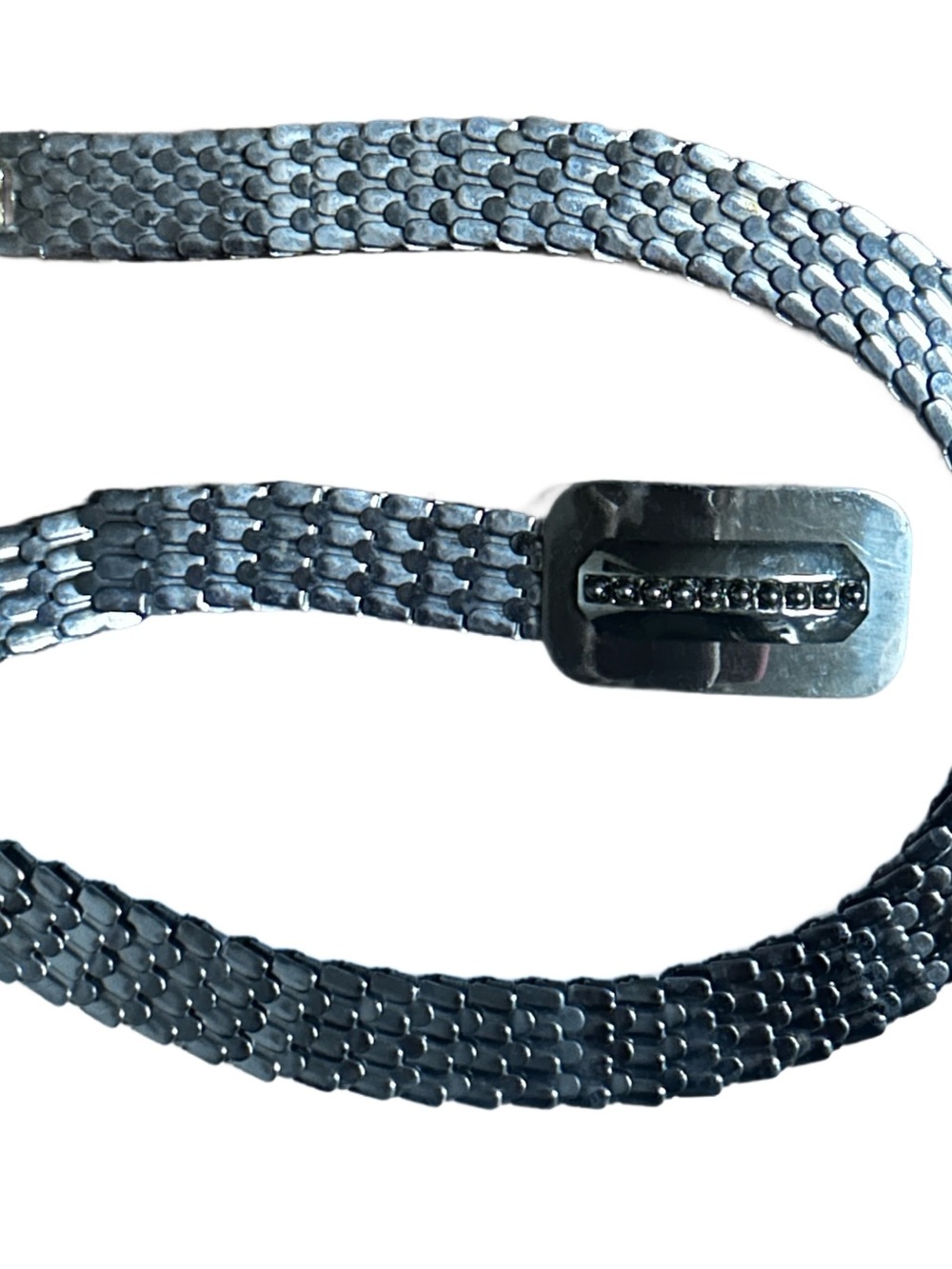 Vintage Stretch Silver Metal Chain Layered Snake Flexible (Waist: 32-44”) Belt